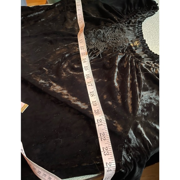 Mellisa Paige Black Crushed Velvet Fringe Boho Top Size 1X - Picture 11 of 12
